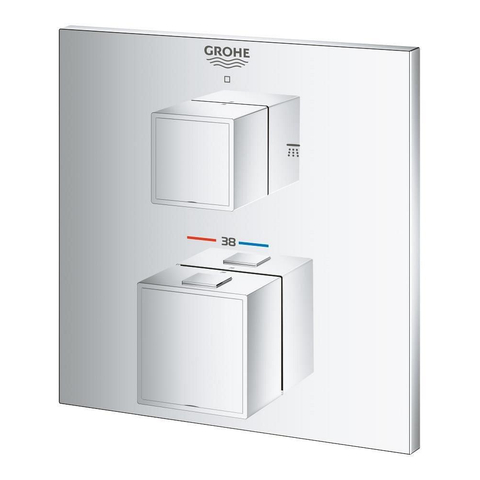 GROHE Grohtherm cube Kit d'habillage pour mitigeur thermostatique encastré avec inverseur pour douche à main et de tête chromé SW285817
