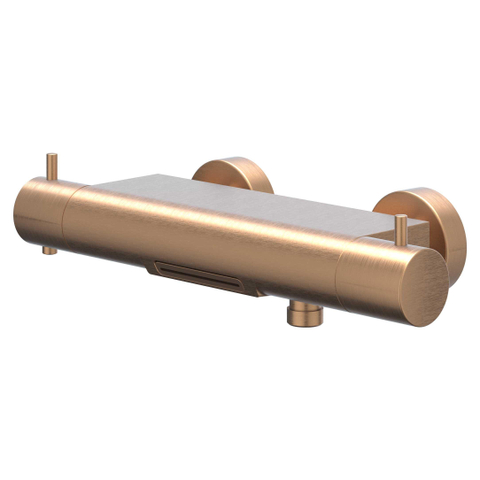IVY Bond Ensemble de bain - thermostatique - apparent - douchette ronde - flexible de douche lisse - Cuivre brossé mat PVD SW1233187
