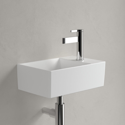 Villeroy & Boch memento 2.0 fontein - 40x26cm - 1 kraangat - zonder overloop - Stone White (mat wit) SW336069