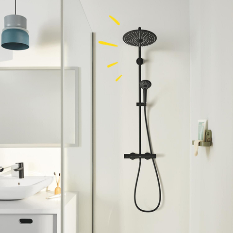 Grohe Vitalio Joy Douchesysteem - thermostatisch - cooltouch - hoofddouche diameter 26cm - handdouche diameter 11cm - matte black (mat zwart) SW1126862