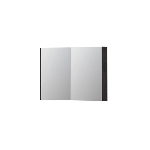 INK SPK2 spiegelkast – 100x74x14 cm – 2 deuren, dubbelzijdige spiegeldeuren – Houtskool eiken SW353380