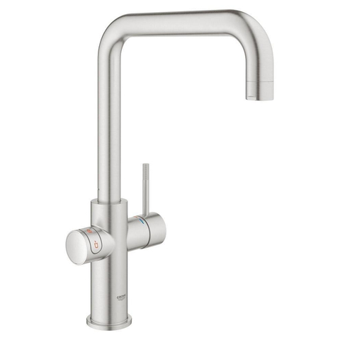 Grohe Red Keukenkraan - hoog - 3 in 1 - u uitloop - l size boiler - Brushed Supersteel (RVS) SW108063