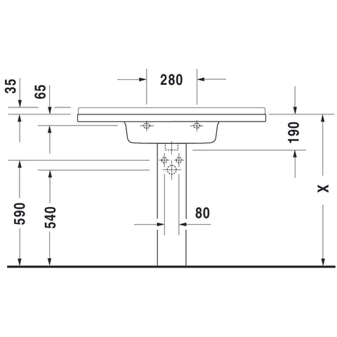 Duravit Starck 3 Wastafel - 105x48.5cm - 1 kraangat overloop - wit 0314048