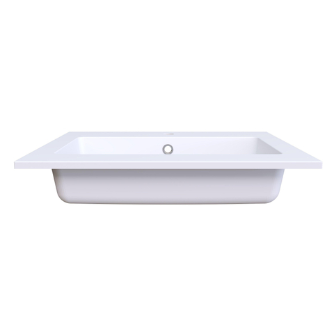 Arcqua Mira Inbouw Wastafel - 61x46x1.5cm - enkele wasbak - 1 kraangat - cast marble - mat wit SW1581362