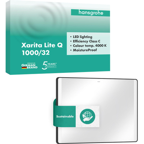 Hansgrohe Xarita Lite Q Spiegel - 100x70cm - led verlichting - Verticaal - wandschakelaar - mat zwart SW1164988