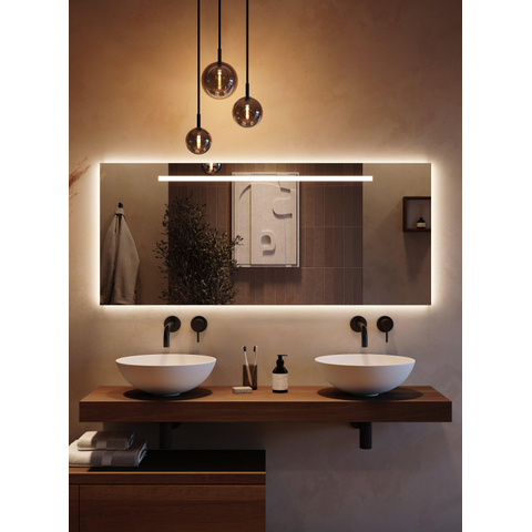 Looox X Line miroir – 140 x 70 cm – LED directe et indirecte – chauffage de miroir – Aluminium GA36715