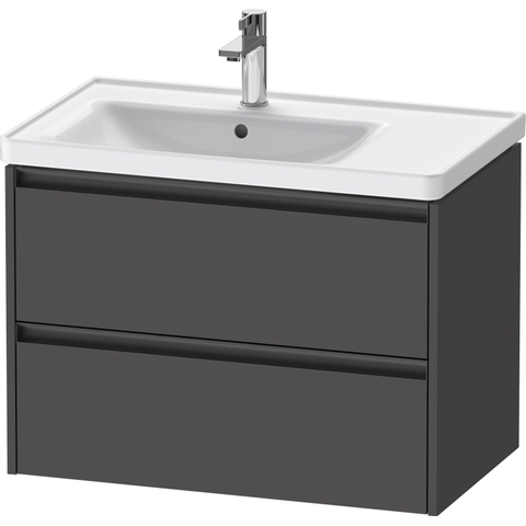 Duravit Ketho.2 Wastafelonderbouwkast - met 2 laden - voor waskom links - 78.4x45.5x54.9cm - met grepen antraciet - grafiet mat SW773007