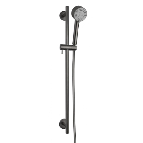 Wiesbaden Unimatch Cadans glijstangset compleet - met handdouche - 3 standen - diameter 8cm - PVD - gunmetal (antraciet) SW454658