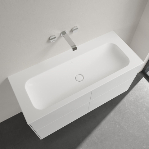 Villeroy & Boch finion meubelwastafel - 120x50 - zonder kraangat - zonder overloop stonewhite CeramicPlus - Stone White (mat wit) SW209391