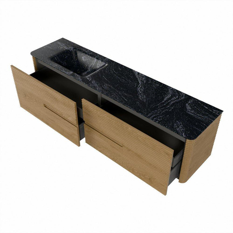 Mondiaz CIRO-DLUX Badkamermeubelset - 190x45x50cm - Solid surface wastafel Lava - 1 wasbak Links - zonder kraangaten - 4 lades - Oak SW1530984