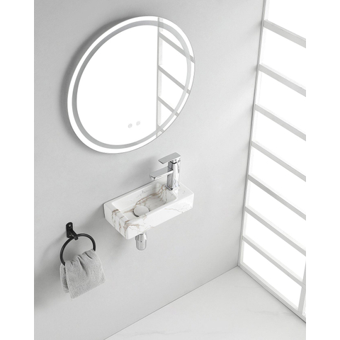Wiesbaden Rhea mini fontein rechts 36,5 x 18 x 9 cm keramiek carrara TWEEDEKANS OUT12972
