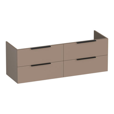 BRAUER Elevate meuble sous-lavabo 140 sans poignées rapportées 4 tiroirs softclose et 2 découpes pour siphon - moka mat SW1200106