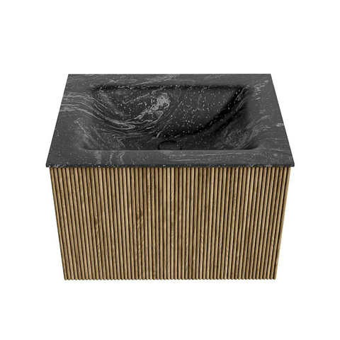 Mondiaz KURVE-DLUX Badkamermeubelset - 60x46x40cm - 1 lade - wastafel solid surface - midden - 1 kraangat - Dusk SW1415240