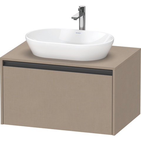 Duravit Ketho.2 Wastafelonderbouwkast - inclusief consoleplaat - met 1 lade - 80x55x45.9cm - met handgreep antraciet - linnen mat SW773041