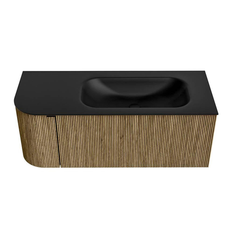 Mondiaz KURVE Badkamermeubelset - 115x46x40cm - 1 lade - 1 deur - wastafel solid surface - rechts - zonder kraangat - Dusk SW1415109