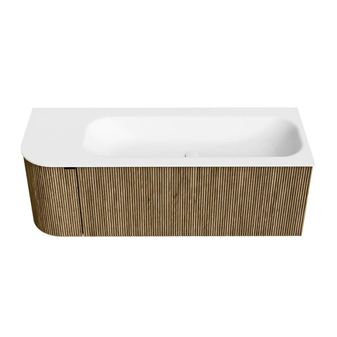 Mondiaz KURVE Ensemble de meuble de salle de bains - 125x46x40cm - 1 tiroir - 1 porte - lavabo solid surface - droite - sans trou de robinet - Dusk SW1414781