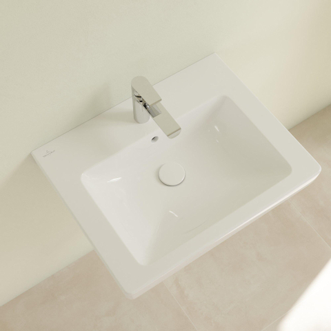 Villeroy & Boch Subway 2.0 wastafel - 60x47cm - 1 kraangat - met overloop CeramicPlus - White Alpine (glans wit) 1024080