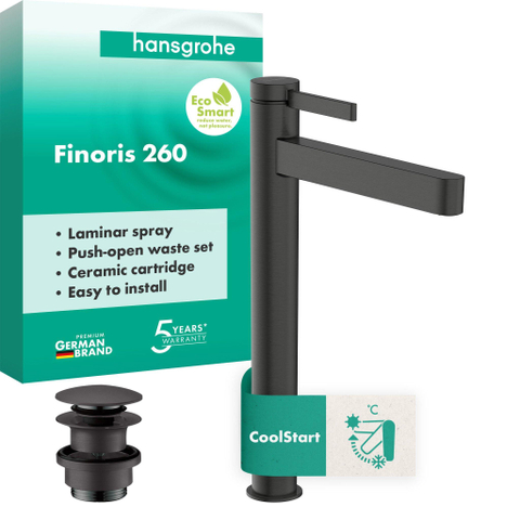 HansgroheHG wtmk 260 CoolStart PushOpen BrushedBlack SW1388608