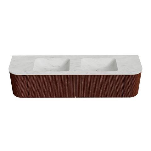Mondiaz KURVE-DLUX Ensemble de meuble de salle de bains - 180x46x40cm - 2 tiroirs - 2 portes - vasque solid surface - double - sans trou de robinet - Ruby SW1415882