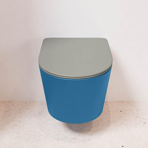 Mondiaz LAVIE WC suspendu – sans bride – 36 x 53 cm – avec abattant softclose – Jeans (bleu), abattant Smoke (brun clair) SW1208730