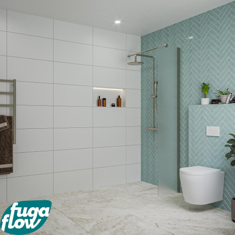 FugaFlow Eccelente Vetro inloopdouche badkamer - 40x200cm - mat glas - wandarm - gunmetal SW1124869