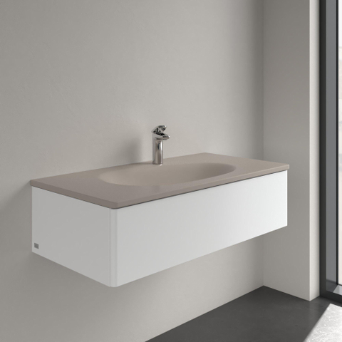 Villeroy & Boch Antao meubelwastafel - 100x50cm - 1 kraangat - zonder overloop CeramicPlus - mat almond (beige) SW917884