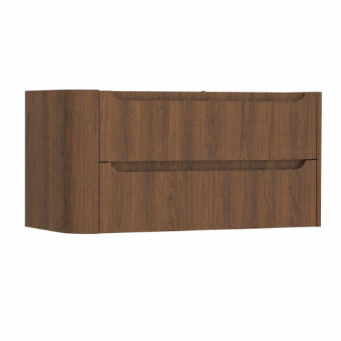 H&R Badmeubelen Juice Meuble sous lavabo - 100x45x50cm - angle gauche arrondi - 2 tiroirs - poignée intégrée - Chêne foncé SW1489562