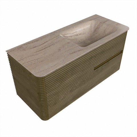 Mondiaz CIRO-DLUX Ensemble meuble de salle de bains - 110x45x50cm - Plan-vasque Solid surface Saba - 1 vasque à droite - sans trous de robinetterie - 2 tiroirs - Dusk SW1533820