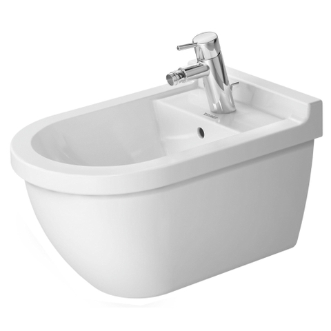 Duravit Starck 3 Wandbidet - 365x335x540mm - 1 kraangat overloop - verdekte bevestiging - glans wit 0293374