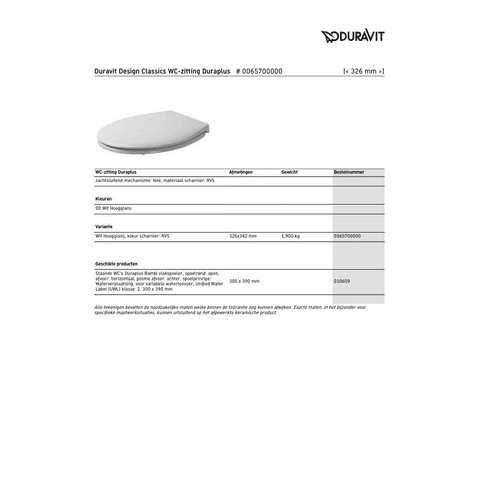 Duravit Duraplus WC-zitting 38.2x32.6x5cm Kunststof wit Glanzend 0316148