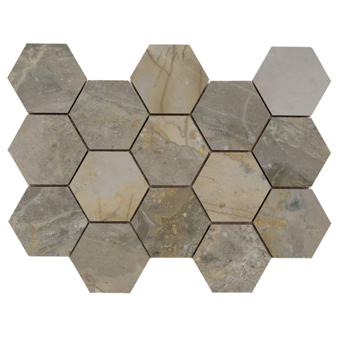 Terravito Ivello Mozaïektegel - 22.5x32.5cm - hexagon - 10mm - Nature gepolijst SW1119943