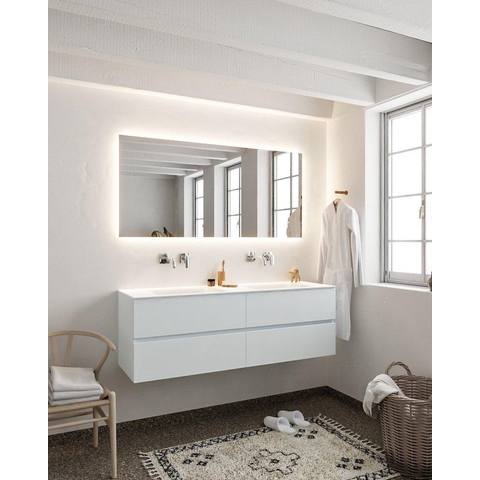 ENSEMBLE DE MEUBLE MONDIAZ VICA - 150 cm - 4 tiroirs - lavabo Cloud double - 0 trous de robinet - solid surface argile SW410595