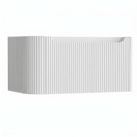 H&R Badmeubelen Juice Wastafelonderkast - 80x45x40cm - linkerhoek afgerond - 3D-front - 1 lade - geïntegreerde greep - wit mat SW1259598