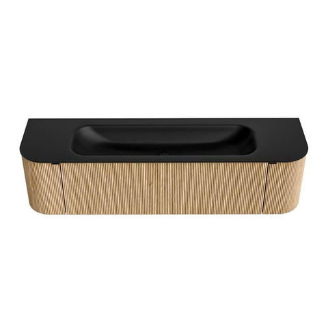 MONDIAZ KURVE meuble de salle de bains 170 cm avec module 25 Len R couleur Oak avec 1 tiroir et 2 portes. Lavabo BIG LARGE central 1 trou de robinet Urban. SW1138473