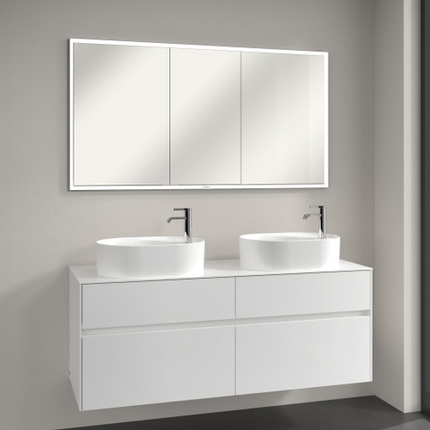 Villeroy & Boch My View Now My view - inbouw spiegelkast - 130x75cm - 3 deuren - 3 contactdoos LED - zilver SW641678
