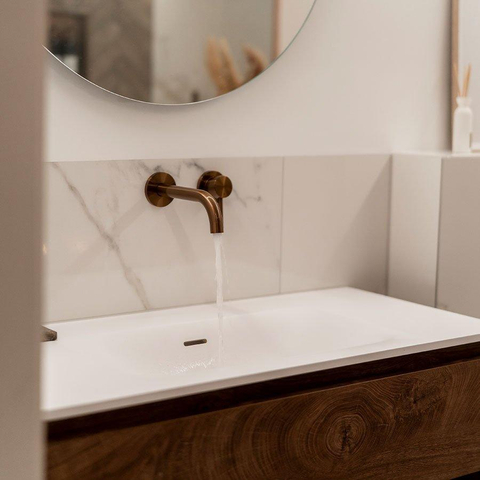 BRAUER Copper Edition Wastafelmengkraan inbouw - gebogen uitloop links - hendel lang smal - inclusief inbouwdeel - model A 1 - PVD - geborsteld koper SW374459