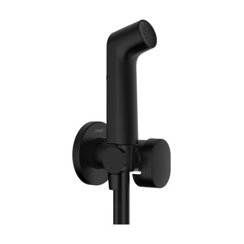 Hansgrohe Bidet - handdouche - 1jet S - ecosmart - voor koud water - met porter en doucheslang - 125 cm - mat zwart SW1418330