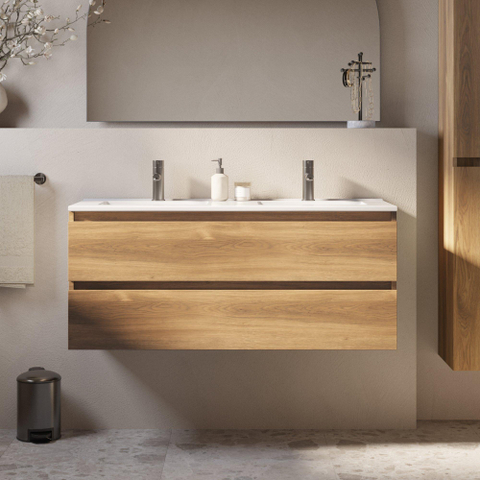 Brauer Core Series badkamermeubelset - 120x45x52cm - wastafel Frost - honey SW1601162