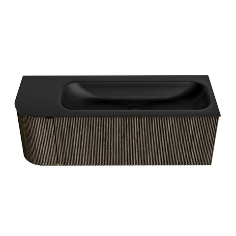 Mondiaz KURVE Ensemble meuble de salle de bains - 125x46x40cm - 1 tiroir - 1 porte - lavabo solid surface - droite - sans trou de robinet - Shadow SW1414273