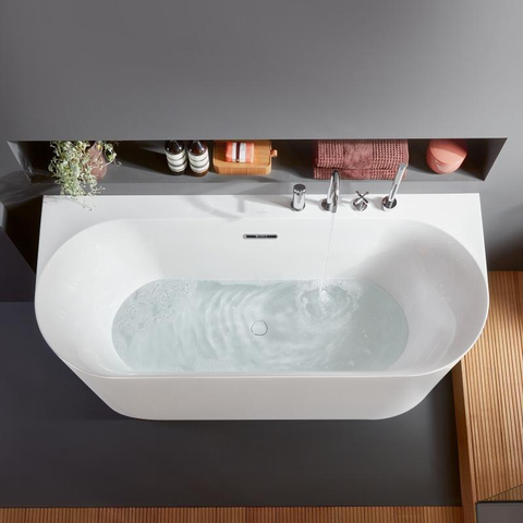 Villeroy & Boch Loop & Friends half - vrijstaand bad - 180x80cm Acryl - Stone White (mat wit) SW762356