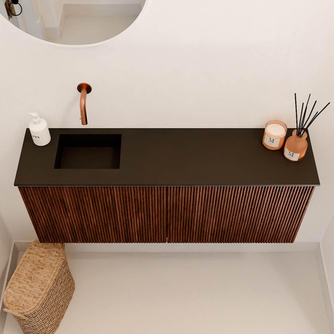 Mondiaz JOYA 100cm meuble de toilette - couleur Ruby - Vasque FAYE position Gauche Sans trou de robinet couleur Urban SW1421806