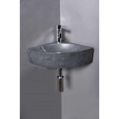 Forzalaqua Turino fontein - 30x30x10cm - natuursteen - kraangat midden - gezoet graniet (zwart) SW230745