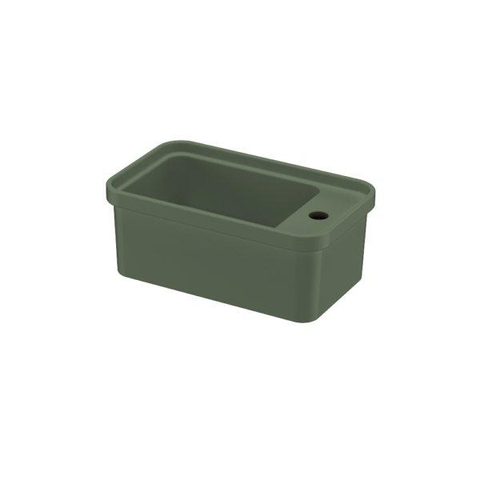 QeramiQ Élan Ensemble lave-mains - 45 × 27 cm - 1 trou de robinet - céramique - porte-serviettes - vert foncé mat SW1581575