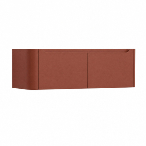 H&R Badmeubelen Juice Meuble sous vasque - 120x45x40cm - angle gauche arrondi - 2 tiroirs - poignée intégrée - Terra mat SW1110116