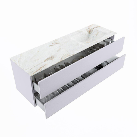 MONDIAZ VICA-DLUX Ensemble meuble de salle de bains - 150cm - meuble bas cale - 2 tiroirs - lavabo encastré cloud à droite - sans trous de robinet - version haute 60cm - frape SW1089039