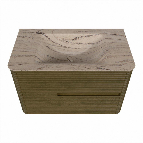 Mondiaz CIRO-DLUX Badkamermeubelset - 80x45x50cm - Solid surface wastafel Arena - 1 wasbak Midden - 1 kraangat - 2 lades - Dusk SW1533087