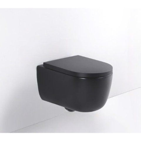 QeramiQ Dely Swirl WC suspendu – sans bride – profondeur 53 cm – avec abattant softclose 35 mm – noir mat SW1026260
