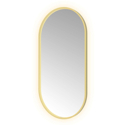 Hotbath &MORE Spiegel Oval - 60x120cm - direct en indirect LED - spiegelverwarming - dimbaar - met afstandsbediening - PVD - geborsteld messing goud SW1245624