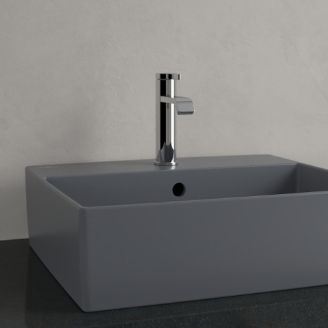 Villeroy & Boch memento 2.0 opzetwastafel - 50x42cm - 1 kraangat - met overloop CeramicPlus - Graphite (mat grijs) SW479728