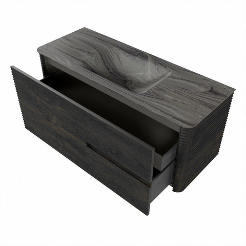 Mondiaz CIRO-DLUX Meuble de salle de bains - 120x45x50cm - Vasque solid surface Sombra - 1 lavabo au milieu - sans trous de robinet - 2 tiroirs - Shadow SW1532750